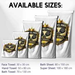 Padel Pro Bath Beach Towel Custom Name Colour Player Sports Gift Gym Fitness Training Holiday Personalised Funny Travel Present - thumbnail 2