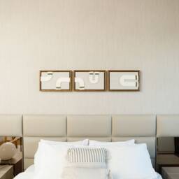 Minimalist Fiber Art Set Abstract Textile in Wooden Floating Frame - thumbnail 2