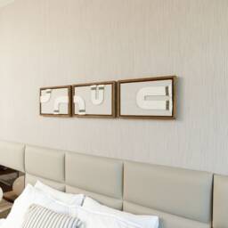 Minimalist Fiber Art Set Abstract Textile in Wooden Floating Frame - thumbnail 3
