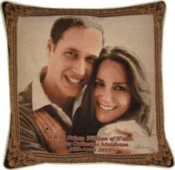 Sale - Royal Wedding Hrh Prince William Kate Middleton Design No 1 Tapestry Cushion Cover Sham - thumbnail 1