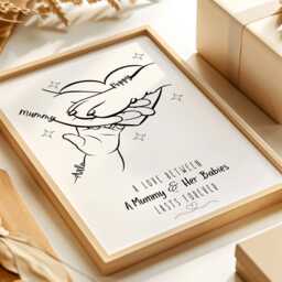 Personalised Mummy, Baby & Dog Hands, Paw Family Line Art Gift - thumbnail 3