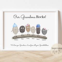 Nanny Gift, Personalised Grandchildren Print, Mothers Day, Pebble Family, Nanny's Birthday, Gifts For Nan, Nannie, Nana, From Grandkids - thumbnail 2