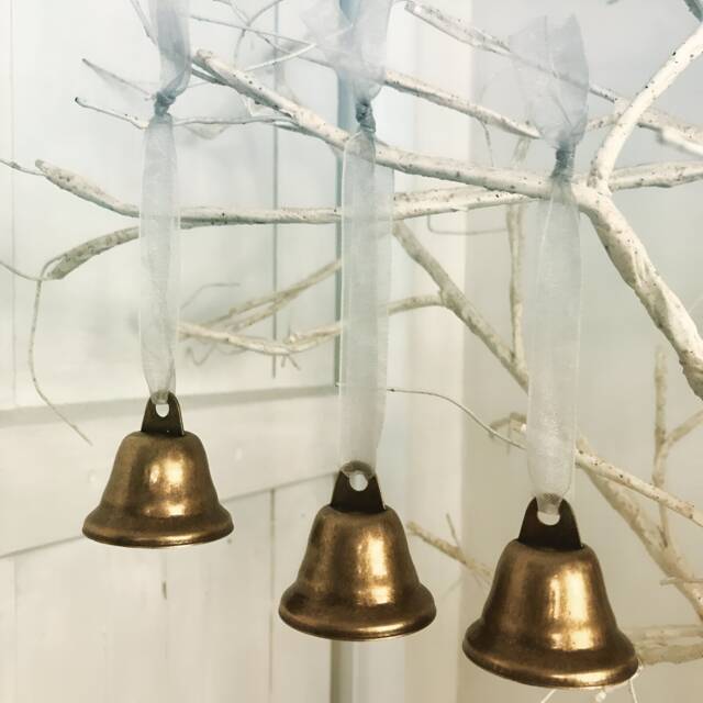 Vintage Christmas Bauble Bells, Gold Ringing Bells For Tree - image 1