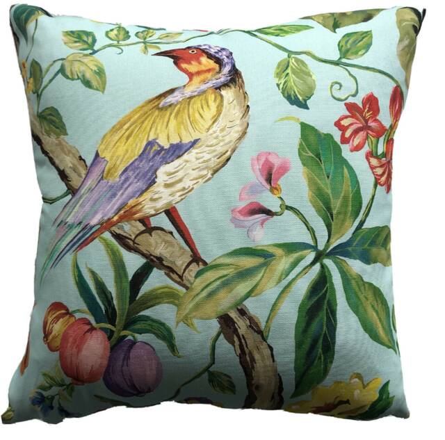 Bird On Branch Cushion Cover Botanical Print Cotton Pillow - image 1