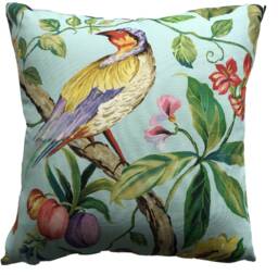 Bird On Branch Cushion Cover Botanical Print Cotton Pillow - thumbnail 1