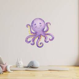 Octopus Wall Decal - Ocean Art Watercolour Sea Animal Sticker Nautical Theme Playroom Children's Bedroom Decor Life - thumbnail 2