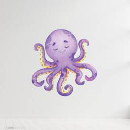 Octopus Wall Decal - Ocean Art Watercolour Sea Animal Sticker Nautical Theme Playroom Children's Bedroom Decor Life - thumbnail 3