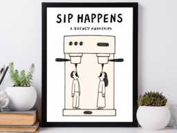 A Brewed Awakening - Kitchen Funny Wall Print Gift Idea Bespoke Poster A5 A4 A3 Framed Or Unframed - thumbnail 1