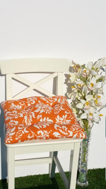 Outdoor, Indoor Seat Cushions Damask Orange, Floral, Flamingos, Lattice, Geometric, D??cor Cushions - image 1