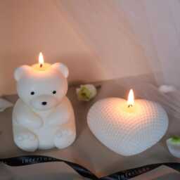 Teddy Bear Candle - Shaped Sculptural Soy Wax Cute Home Decor Handmade Decorative Gift Idea - thumbnail 4