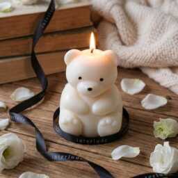 Teddy Bear Candle - Shaped Sculptural Soy Wax Cute Home Decor Handmade Decorative Gift Idea - thumbnail 2
