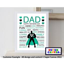 Dad Superhero Word Art Personalised Handmade Daddy Grandad Husband Typography Picture Framed A3 Print Birthday Fathers Day Gift For Him - thumbnail 2