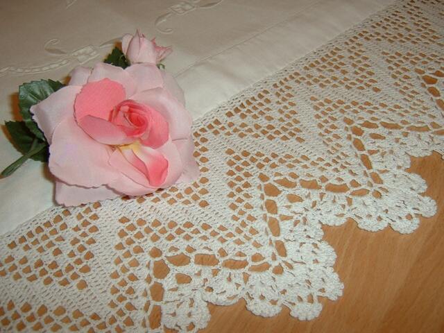 Crochet Lace For Border With Zig Zag Filet Processing-White Cotton Border-cm.50xcm.12-On Reservation - image 1