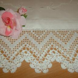 Crochet Lace For Border With Zig Zag Filet Processing-White Cotton Border-cm.50xcm.12-On Reservation - thumbnail 2