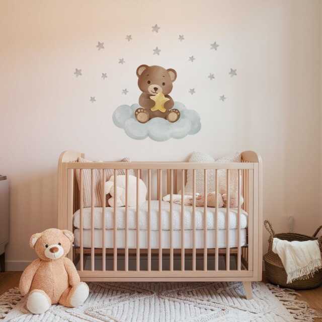 Sweet Bear On Clouds Nursery Wall Sticker - image 1
