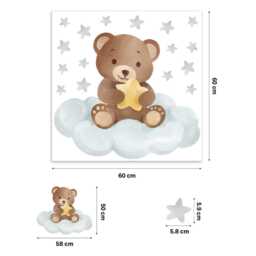Sweet Bear On Clouds Nursery Wall Sticker - thumbnail 3