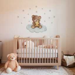 Sweet Bear On Clouds Nursery Wall Sticker - thumbnail 1