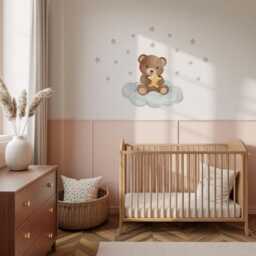 Sweet Bear On Clouds Nursery Wall Sticker - thumbnail 2