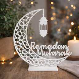 Ramadan Mubarak Table Decoration - Islamic Crescent Moon Centerpiece Eid Decor 3D Printed Gift Muslim Home - thumbnail 3