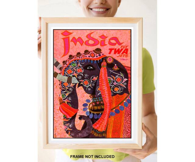 Reprint Of A Vintage Twa Airline Travel Poster To India - image 1
