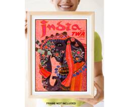 Reprint Of A Vintage Twa Airline Travel Poster To India - thumbnail 1
