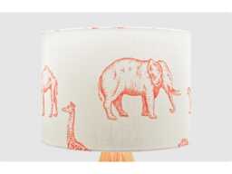 Handmade Lampshade Cream Orange Safari Animals Fabric Drum, Vintage Toile Elephant Light Shade For Table/Floor Lamp Or Ceiling Pendant
