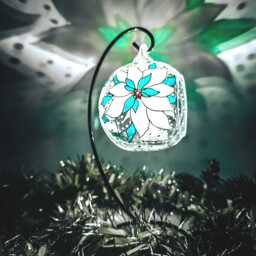Hand Painted Poinsettia Glass Candle Holder Christmas Shelf Decor - thumbnail 1