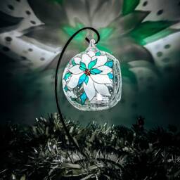 Hand Painted Poinsettia Glass Candle Holder Christmas Shelf Decor - thumbnail 4