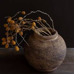 Handmade Ceramic Vase Textured Sand Beige Stoneware Decor - thumbnail 2