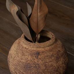 Handmade Ceramic Vase Textured Sand Beige Stoneware Decor - thumbnail 3