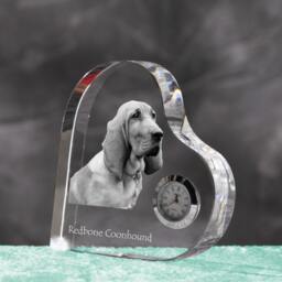 Redbone Coonhound - Crystal Clock in The Shape Of A Heart With Image Pure-Bred Dog - thumbnail 2