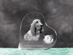 Redbone Coonhound - Crystal Clock in The Shape Of A Heart With Image Pure-Bred Dog - thumbnail 1