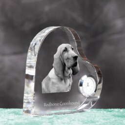 Redbone Coonhound - Crystal Clock in The Shape Of A Heart With Image Pure-Bred Dog - thumbnail 3
