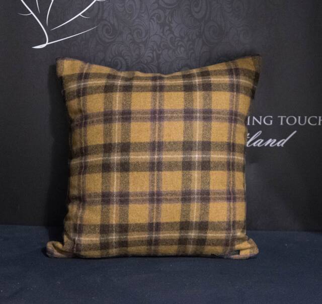 1 Checked Tartan Gold Black & Purple Cushion Cover