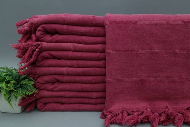 Turkish Blanket-stonewashed Blanket-''70x91''throw Blankets-Dark Pink Blanket-Bed Throws Double-Traditional Blanket-(Dbll, Zs, Pk