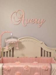 Baby Girl Nursery Letters Wall Wooden For Decor Name Sign Kids Room Glittered - thumbnail 2