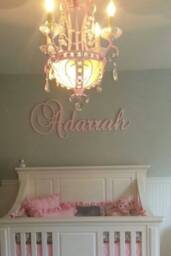 Baby Girl Nursery Letters Wall Wooden For Decor Name Sign Kids Room Glittered - thumbnail 1