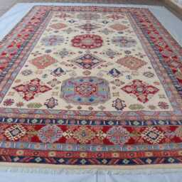 10x14 Ft Afghan Brand New Kazak Area Rug, Farmhouse Luxury Handmade Medallion Wool Bedroom Livingroom Office Decor Rug - thumbnail 2