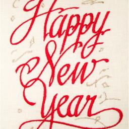Embroidered Throw Accent Pillow Cover 100% Linen - Happy New Year Holiday Decor Gift Winter Home - thumbnail 2