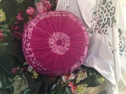 Fuschia Velvet Round Pillow Rochester Designers Guild Cushion - 20 - thumbnail 1