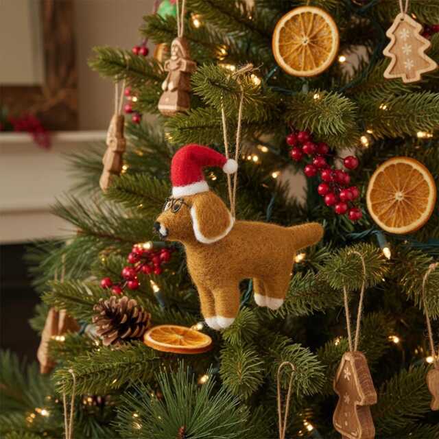 Saint Nicholas Dog Christmas Ornament Handmade Needle Felted Decoration - image 1
