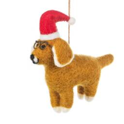Saint Nicholas Dog Christmas Ornament Handmade Needle Felted Decoration - thumbnail 3