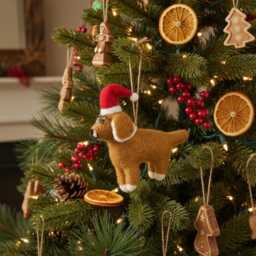 Saint Nicholas Dog Christmas Ornament Handmade Needle Felted Decoration - thumbnail 1