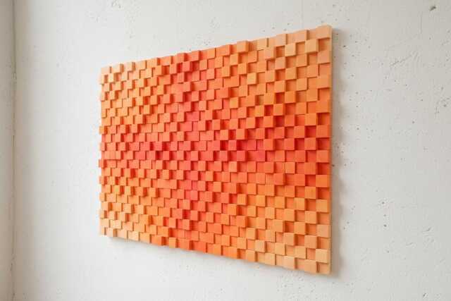 Burnt Orange 3D Wood Wall Art Modern Rustic Sculpture - image 1