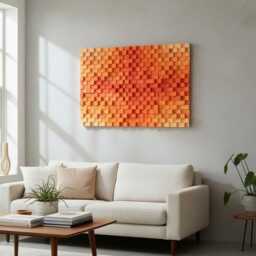 Burnt Orange 3D Wood Wall Art Modern Rustic Sculpture - thumbnail 2