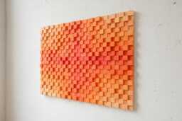 Burnt Orange 3D Wood Wall Art Modern Rustic Sculpture - thumbnail 1