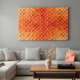Burnt Orange 3D Wood Wall Art Modern Rustic Sculpture - thumbnail 4