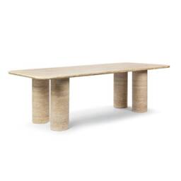 Dining Table Travertine, Rectangular Large Marble Dining Table Seats 4 Up To 10, Natural Stone Beige Travertine - thumbnail 3