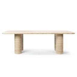 Dining Table Travertine, Rectangular Large Marble Dining Table Seats 4 Up To 10, Natural Stone Beige Travertine - thumbnail 2