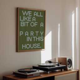We All Like A Bit Of Party Print - Typographic Poster Wall Art Aesthetic Trendy Rave Music Funky House Artwork - thumbnail 1